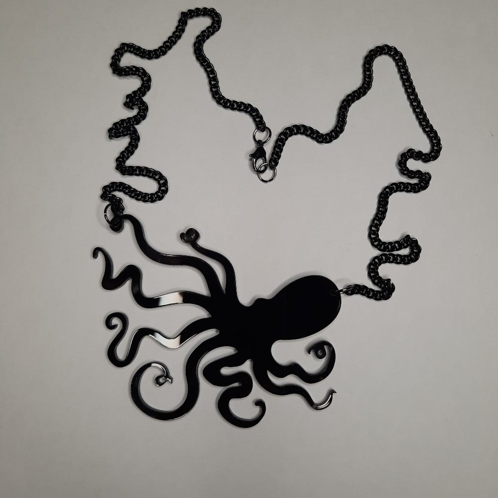 Gloss Black Octopus Necklace